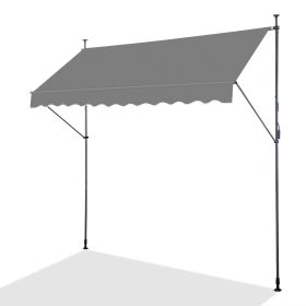 Support Canopy Polyester Fabric Aluminum Iron Frame Retractable Adjustable Shade Shelter Outdoor Sun Protection Portable Durable Lightweight for Garde (Color: Gray, size: 300*120*(200-300) cm)