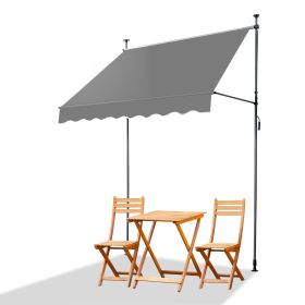 Support Canopy Polyester Fabric Aluminum Iron Frame Retractable Adjustable Shade Shelter Outdoor Sun Protection Portable Durable Lightweight for Garde (Color: Gray, size: 200*120*(200-300) cm)