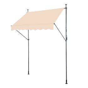 Support Canopy Polyester Fabric Aluminum Iron Frame Retractable Adjustable Shade Shelter Outdoor Sun Protection Portable Durable Lightweight for Garde (Color: Khaki, size: 200*120*(200-300) cm)