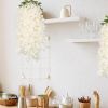 8Pcs Lilacs Artificial Flowers Hanging Flowers Hanging Wisteria Vines White Champagne Fake Syringa Wisteria Vines Faux Silk Lilac Hanging Floral Decor