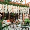 8Pcs Lilacs Artificial Flowers Hanging Flowers Hanging Wisteria Vines White Champagne Fake Syringa Wisteria Vines Faux Silk Lilac Hanging Floral Decor