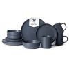 12-Piece Stoneware Dinnerware Sets with Mugs | Microwave & Dishwasher Safe | Non-Toxic Dinner Plates Bowls Set | Stackable Matte Glaze Kitchenware for