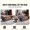VEVOR Lift Top Coffee Table 39.4" Rectangle Coffee Table with Light & USB Brown