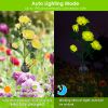 2Pcs Solar Powered Lights Outdoor Rose Flower LED Decorative Lamp Water Resistant Pathway Stake Lights For Garden Patio Yard Walkway